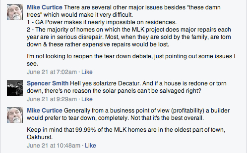 Oakhurst Neighborhood Association Facebook post comments. Screen capture June 25, 2014.